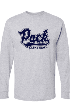 Pack Basketball Long Sleeve T-shirt, Gray (YOUTH & ADULT SIZES)