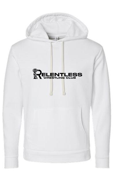 Relentless Wrestling Ultra Soft Next Level Hooded Sweatshirt (Unisex), white adult sizes only