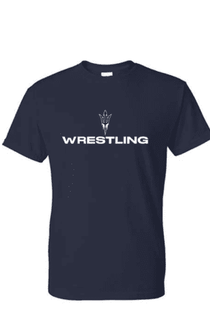 PS Jones Wrestling T-shirt, Gildan Navy (white wrestling logo)