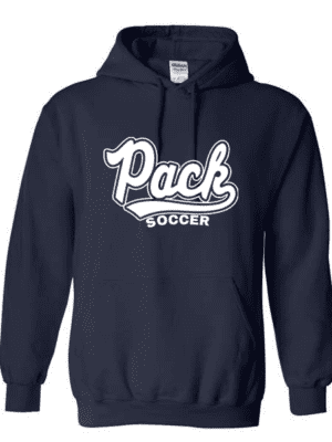 Pack Soccer Heavy Blend Gildan Hoodie, Navy and Gray Color options