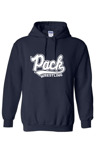 Pack Wrestling Unisex Heavy Blend Gildan Hoodie, Navy (YOUTH & ADULT SIZES)