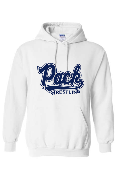 Pack Wrestling Unisex Heavy Blend Gildan Hoodie, White (YOUTH & ADULT SIZES)