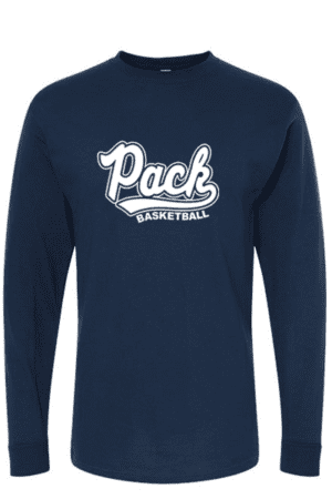 Pack Basketball Long Sleeve T-shirt, Navy (YOUTH & ADULT SIZES)