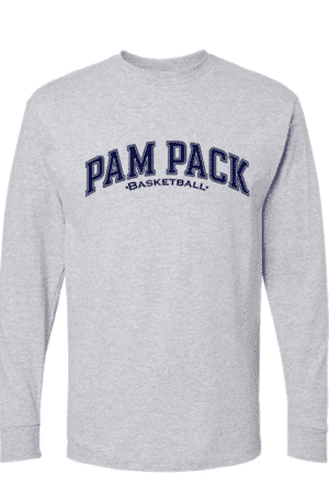 Pam Pack Basketball Long Sleeve T-shirt, Gray (YOUTH & ADULT SIZES)