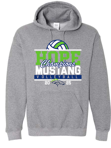 Hope Middle School Volleyball Championship 2025 Grey Hoodie (YOUTH & ADULT SIZES)
