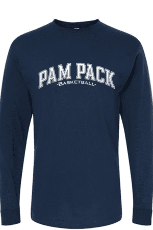 Pam Pack Basketball Long Sleeve T-shirt, Navy (YOUTH & ADULT SIZES)