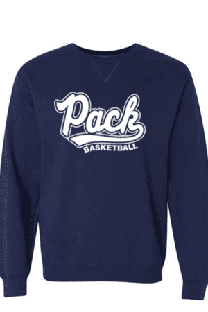 Pack Basketball Soft Spun Navy Crewneck Sweatshirt Unisex (YOUTH & ADULT SIZES)