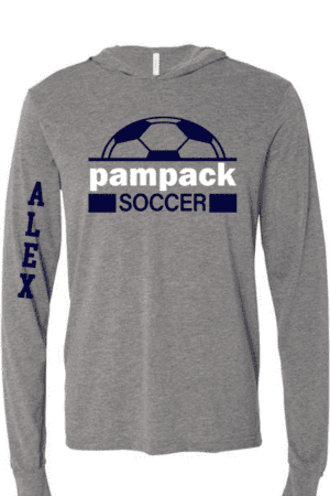 Pam Pack Soccer Long Sleeve T-shirt with hoodie, Gray