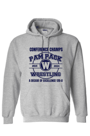 Washington High School Wrestling Conference Champs Heavy Blend Gildan Hoodie, Gray (YOUTH & ADULT SIZES)