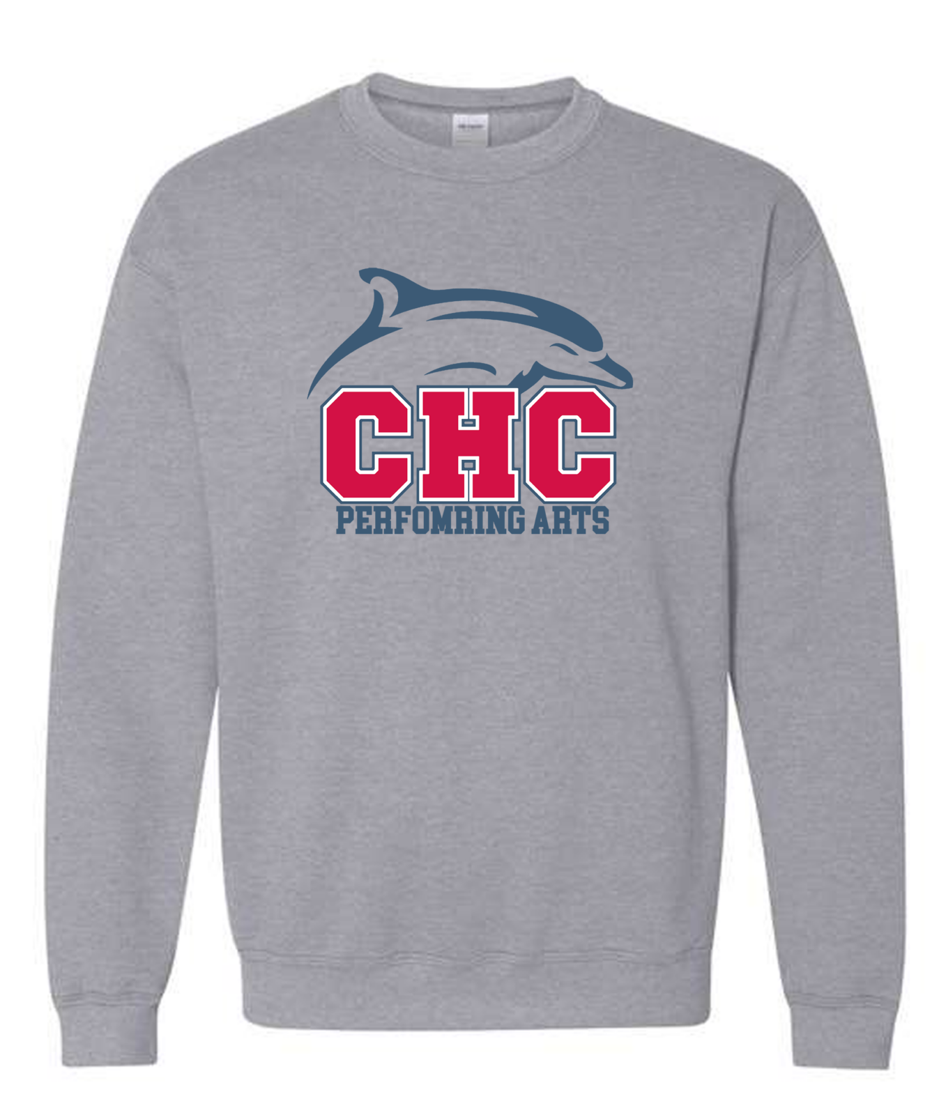 Performing Arts Heavy Blend Crewneck Cape Henry Sweatshirt available in Gray, White, and Red (youth and adult sizes)