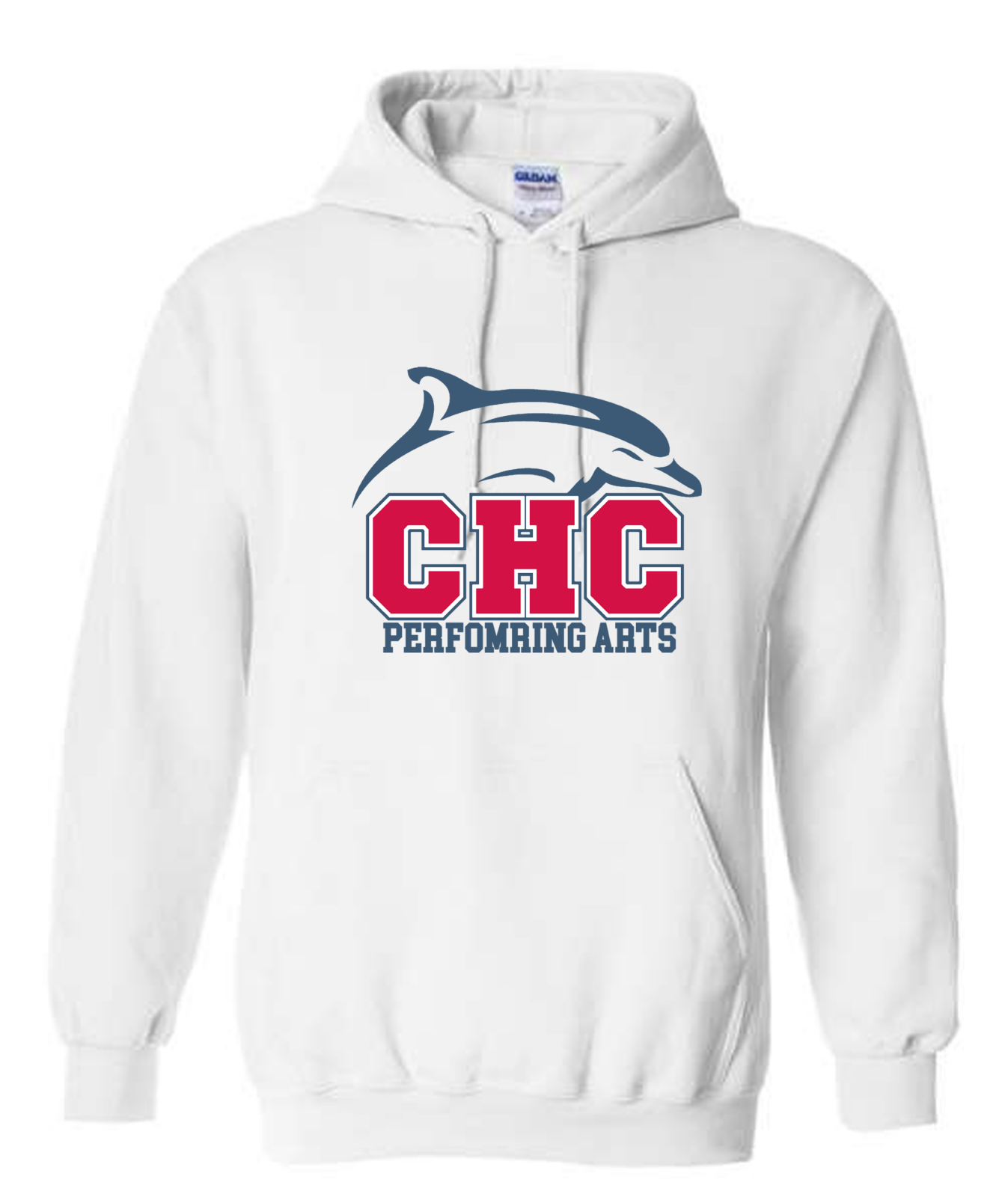 Performing Arts Cape Henry Heavy Blend Hoodie, available in Gray, White, and Red (Youth & Adult sizes)