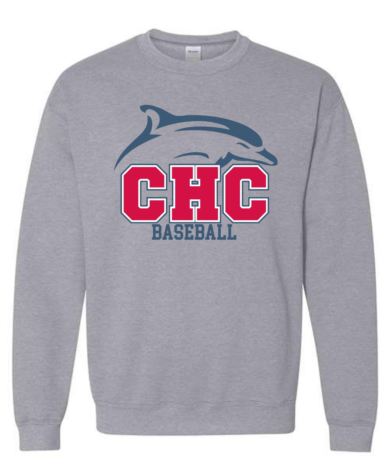 Baseball Heavy Blend Crewneck Cape Henry Sweatshirt available in Gray, White, and Red (youth and adult sizes)