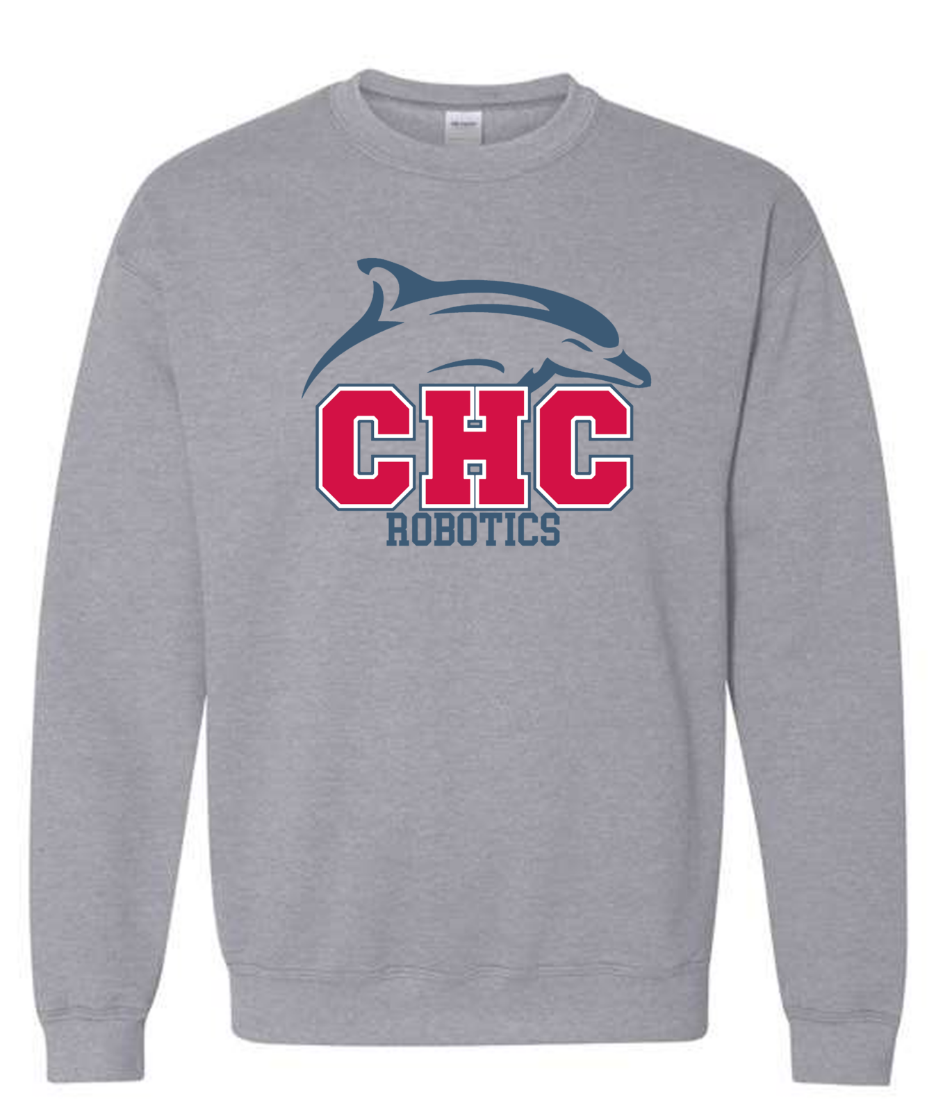 Robotics Heavy Blend Crewneck Cape Henry Sweatshirt available in Gray, White, and Red (youth and adult sizes)