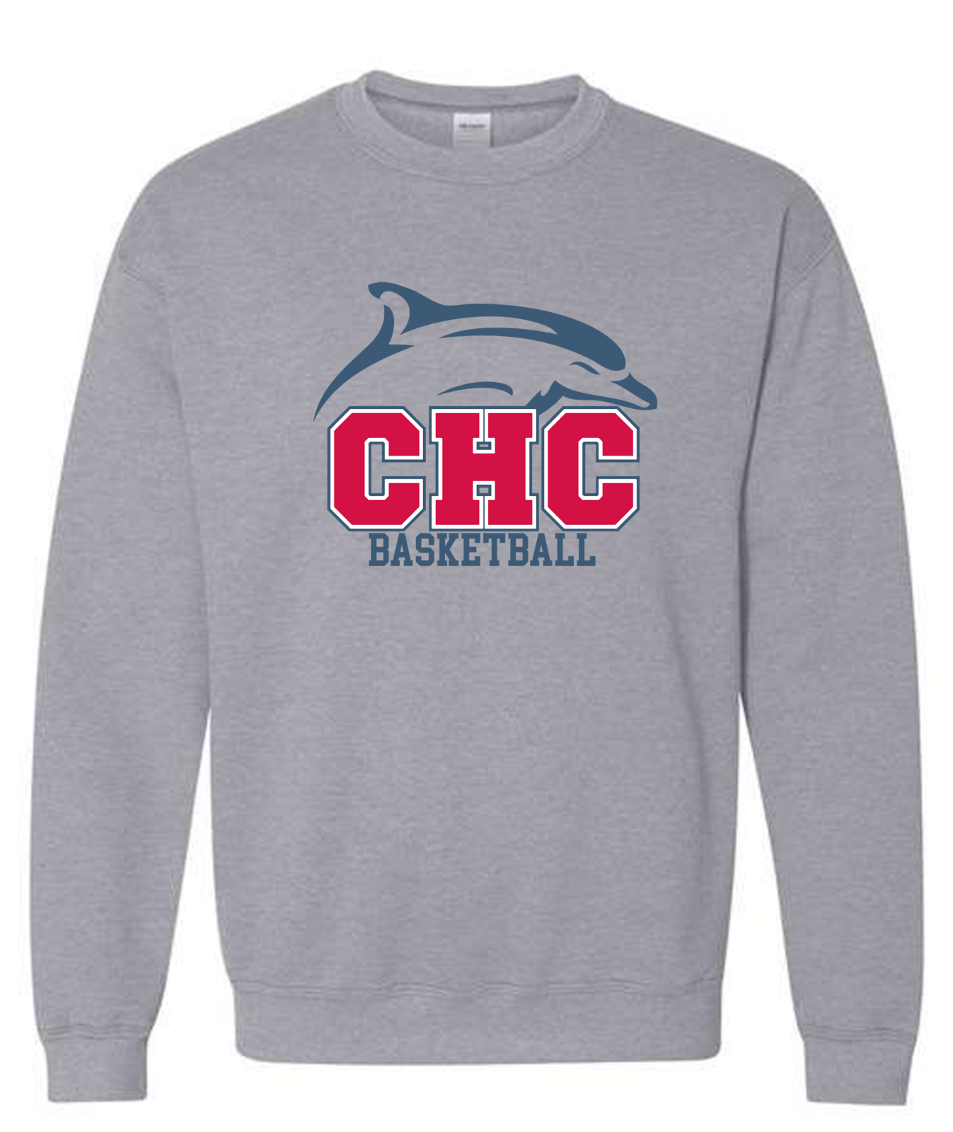 Basketball Heavy Blend Crewneck Cape Henry Sweatshirt available in Gray, White, and Red (youth and adult sizes)