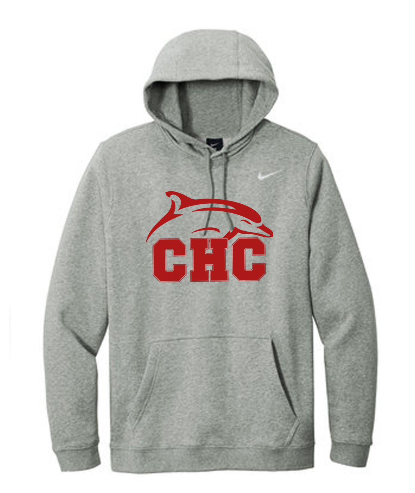 Nike Club Fleece Pullover Hoodie CHC Dolphin logo, Available in Gray and White - Image 2