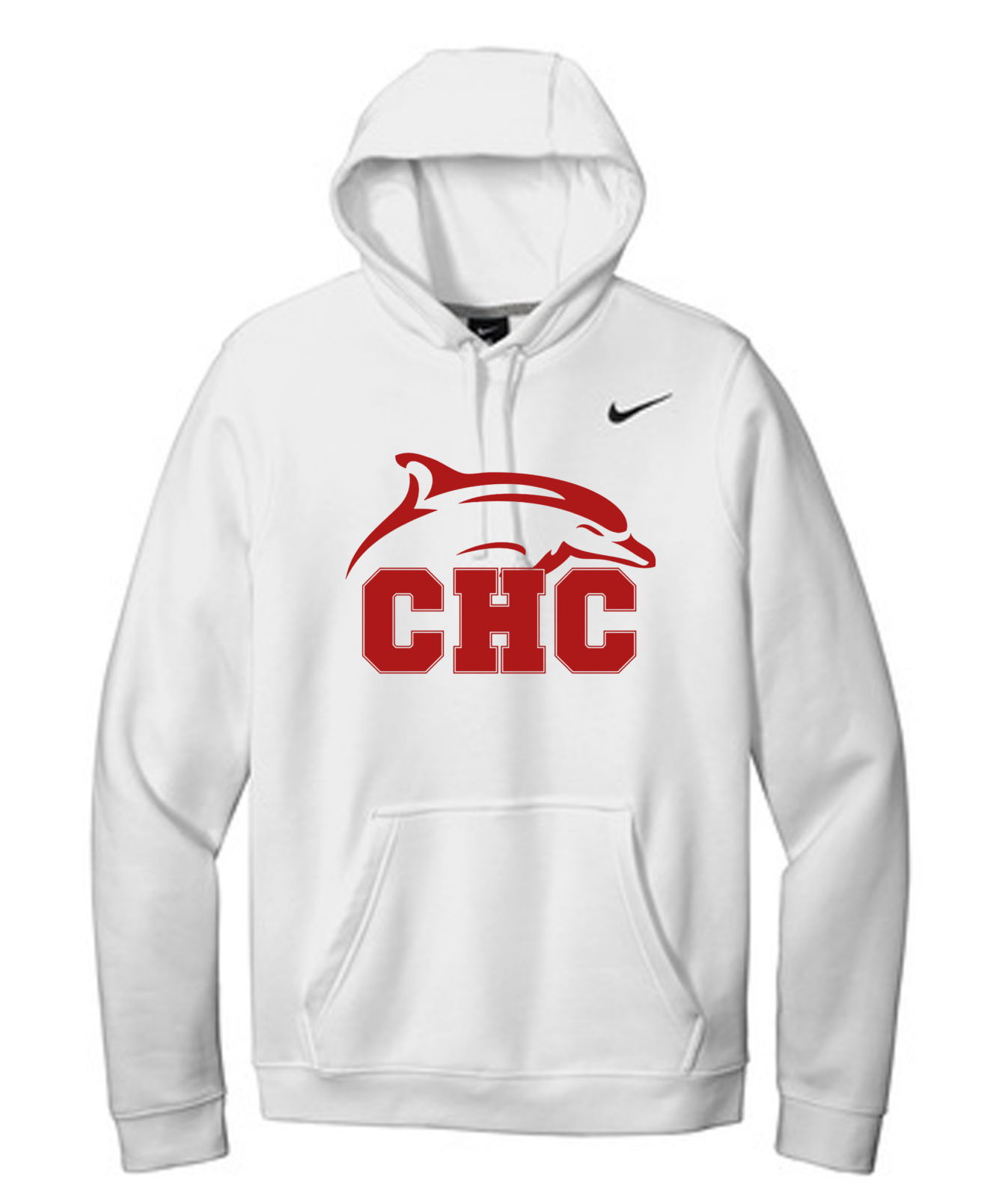 Nike Club Fleece Pullover Hoodie CHC Dolphin logo, Available in Gray and White