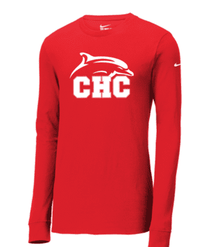Nike Dri-FIT Cotton/Poly Long Sleeve Tee, Available in Red and White