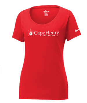 Nike Ladies Dri-FIT Cotton/Poly Scoop Neck Tee in Red