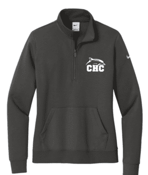 Nike Ladies Club Fleece 1/2 Zip in Dark Gray