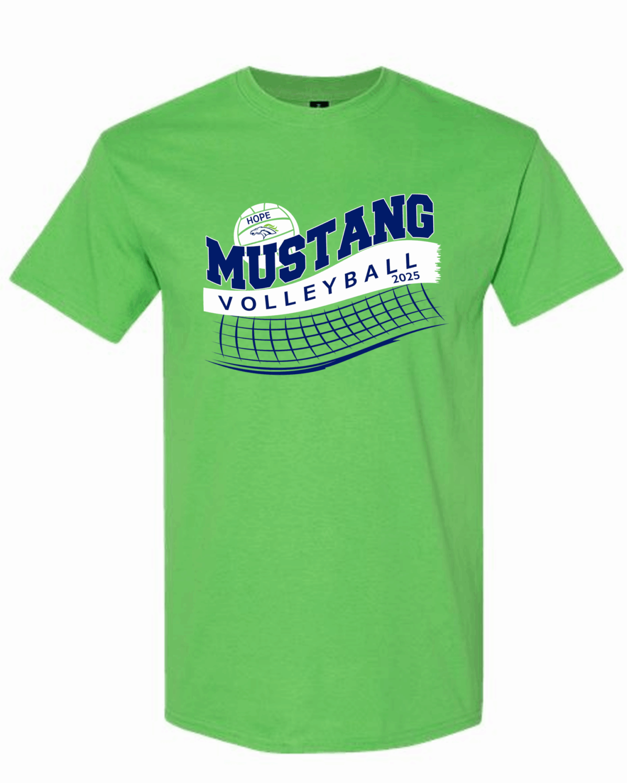 Hope Volleyball Gildan All Cotton Tee in Electric Green