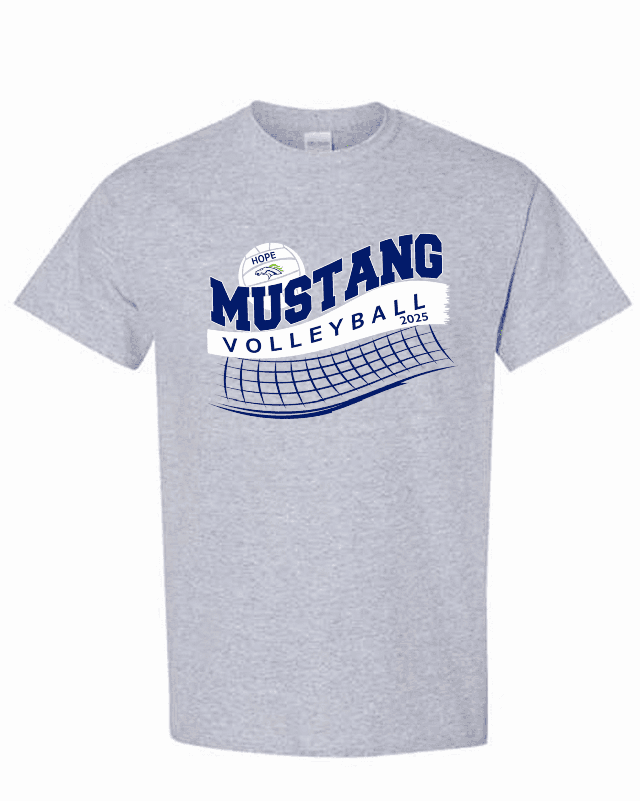 Hope Volleyball Gildan All Cotton Tee available in Gray and White