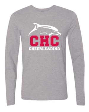 Cheerleading Cape Henry Long Sleeve T-Shirt, Available in Gray and Red (Youth & Adult Sizes)