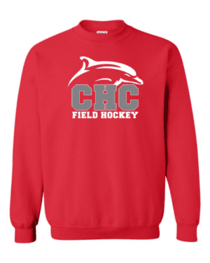 Field Hockey Heavy Blend Crewneck Cape Henry Sweatshirt, Available White, Gray and Red (Youth & Adult Sizes)