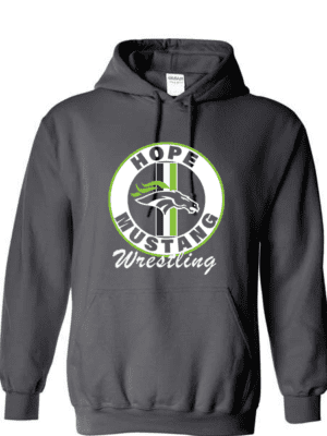 Hope Mustang Wrestling Gildan Hoodie in Charcoal Gray