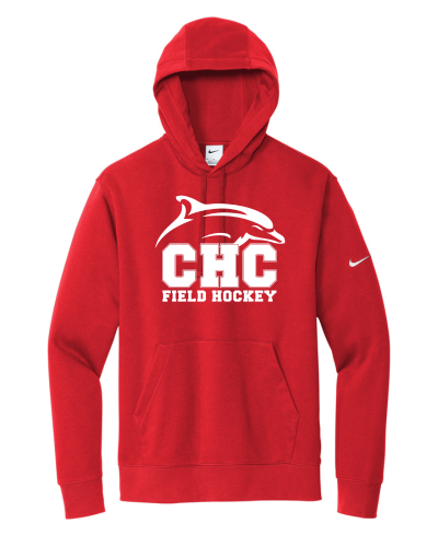 Field Hockey Nike Club Fleece Pullover Hoodie, Available in Gray, White, and Red - Image 2