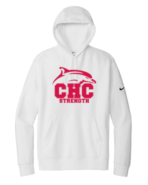 Strength Nike Club Fleece Pullover Hoodie, Available in Gray, White, and Red