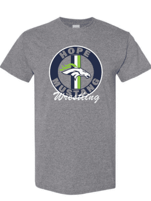 Hope Mustang Wrestling Gildan All Cotton Tee in Graphite Heather Gray