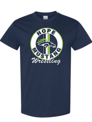 Hope Mustang Wrestling Gildan All Cotton Tee in Navy