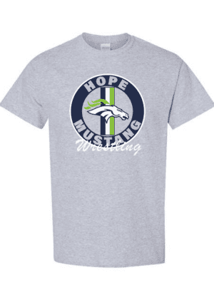 Hope Mustang Wrestling Gildan All Cotton Tee in Sport Gray