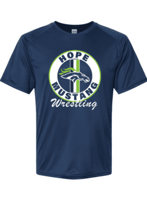 Hope Mustang Wrestling Performance Short Sleeve in Navy (YOUTH & ADULT SIZES)