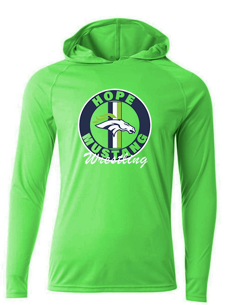 Required Item: Hope Wrestling Paragon Island Performance Long sleeve with Hood in lime green