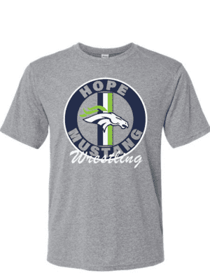 Hope Mustang Wrestling Performance Short Sleeve in Gray (YOUTH & ADULT SIZES)
