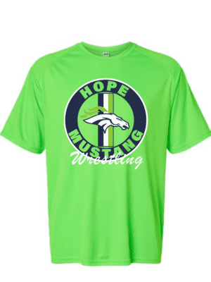 Hope Mustang Wrestling Performance Short Sleeve in lime green (YOUTH & ADULT SIZES)