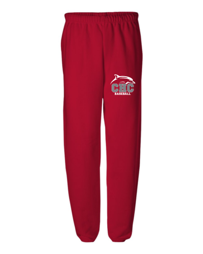 Baseball Jerzees Sweatpants, Available in Dark Gray, Light Gray, Red, and White (Youth & Adult Sizes)