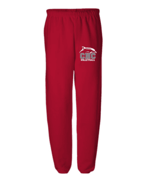 Volleyball Jerzees Sweatpants, Available in Dark Gray, Light Gray, Red, and White (Youth & Adult Sizes)