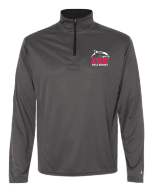 Field Hockey Quarter Zip Pullover with Embroidered Logo, Available in Gray, Red, and White