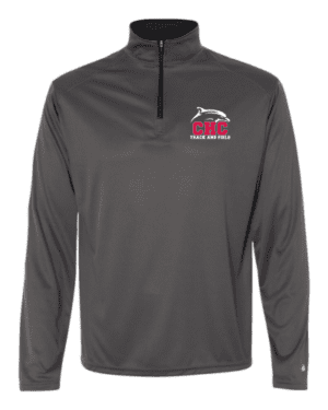 Track & Field Quarter Zip Pullover with Embroidered Logo, Available in Gray, Red, and White