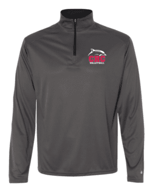 Volleyball Quarter Zip Pullover with Embroidered Logo, Available in Gray, Red, and White