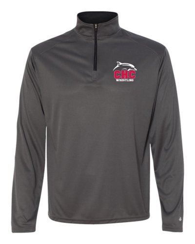 Wrestling Quarter Zip Pullover with Embroidered Logo, Available in Gray, Red, and White