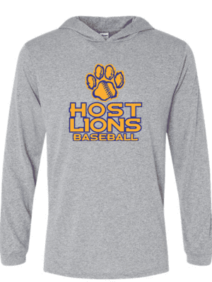 Lions Baseball Performance Gray Shirt with Hood